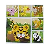 可愛いアニメ動物木製パズル6つSides Painting建物ブロック3d Kids初期学習教育玩具の誕生日ギフトベビー