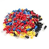 uxcell 丸型端子 リング端子 PVC 金属 クリンプスタイル 絶縁コネクター カーパワー 268個入り