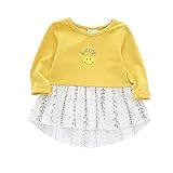 Milkiwai シャツワピ ワンピースベビー服 カジュアル 子供服 膝上丈 スマイル 長袖 春夏 韓国風 size 80 (イエロー)