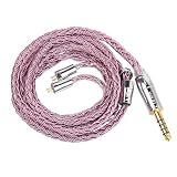 【Yinyoo-ST18】2pin4.4mm 16芯銀メッキ 5N リケーブル イヤフォン音質改善 アップグレードケーブル 銀メッキ線 2PIN 交換用ケーブル 柔らかい ソフト イヤホン延長 有線イヤホン 4.4mmプラグ リッツ構造 kzイヤフォン対応 電気メッキ銅金ケ一プル 耳掛けデザイン 16芯 合計224本 (2pin4.4mm・パープル)