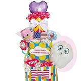 出産祝い　おむつケーキ女の子ディズニーペット　おもちゃ付き3段