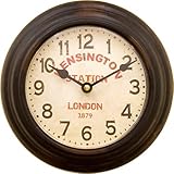 秋月貿易(Akizuki) 掛け時計 KENSINGTON STATION BLACK Φ21.5cm プレステージ クロック ラウンド PSC110B