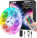 IKERY LEDテープライト20M RGB 両面テープ SMD5050 高輝度 PSE認証 4ピン 調光調色 ledテープ 間接照明 取付簡単 工具不要 入電電圧100V-240V