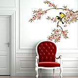 Soledi ® DIY壁デカールPeach Blossom Tree Branches Love鳥取り外し可能な壁ウォールステッカー寝室リビングルームホームアート壁デコレーション