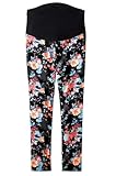 Angeliebe エンジェリーベ マタニティ P ・ パンツ ストレッチ チノ スキニー 妊婦服 ウエストゴム アジャスター調節可 ズボン 9号 ブラック × フラワー プリント