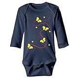 NINKI ベビー服 美しい スターと蝶 アスタリスク 長袖 ロンパース 6ヶ月~24ヶ月 100%コットン 出産祝い Size 18 Months ライトブルー