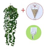 壁掛　人工観葉植物　2本＋カゴ＋フックのセット　フェイクグリーン　造花　インテリア　飾り付け　吊り下げ　雑貨　藤　葉っぱ　室内　屋外　ポトス　葡萄　ツタ　パーティー　イベント　結婚式　生き生きしてる　