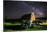 スコット・Stulbergプレミアムシックラップキャンバス壁アート印刷題名Milky Way over、トラクター、レッドバーンin the Palouse 48" x 32" 2377910_24_