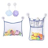 Pure Vie 収納袋 オモチャ袋 吸盤式 片付けネット おもちゃ入れ セット 子供部屋 お風呂 多用途 玩具 メッシュバッグ 学習収納 2枚セット 吸盤が6つ付き #3