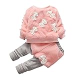 (ベビーゴー)babygo ベビー セットアップ 女の子 スウェット セットアップ 子供服 女の子 長袖 裏起毛 防寒 厚手 春秋冬 ピンク 80