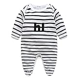 (プタス)Putars ベビー服 子供服 ロンパース 女の子 男の子 長袖 ストライプ柄 hi 可愛い 秋 冬 新生児 歩行服 出産お祝い 記念日 プレゼント 0-24ヶ月