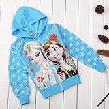アナと雪の女王　子供　フード付き　パーカー　キッズ　トレーナー　上着　part1 (140, ブルー) [並行輸入品]