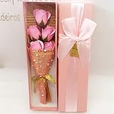 【freenation】大切な人へ 花束 （ ソープフラワー ） と メッセージカード の セット (ピンク５本)