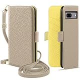MAGICASE for google pixel 7a ケース 手帳型 グーグルピクセル7a ケース 手帳型 おしゃれ Google Pixel 7a カバー カード収納 スタンド機能 マグネット式 Pixel7a スマホケース 財布型 全面保護 落下防止 軽量 衝撃吸収 googleピクセル7a ケース 高級PUレザー 汗や指紋防止 人気 女性 大人 バイカラー（グレー メ イェロー）