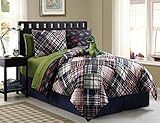 7 Pc Reversible Boys Dinosaur Comforter Set, Bed in a Bag, Twin Size Bedding, By Plush C Collection 
