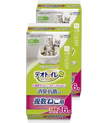 デオトイレ鉱物タイプ4L✕2と消臭抗菌シート20枚✕2 Amazon | デオトイレ 複数ねこ用消臭・抗菌シート 8枚×5コ