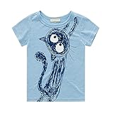 子供服 夏 半袖 Tシャツ キッズ 男の子 女の子 丸い襟 おしゃれ カジュアル ファッション 可愛い ねこ 動物 プリント 3色