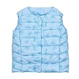 ダウン　棉服　ダウンジャケット　子供服　ベスト　フェザーコットン　女の子　男の子　秋冬　暖かい　軽量　可愛い (120, ライトブルー)