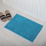 シェニール織ラグノンスリップ浴槽マットシェニール織Floor Rug 16.5 " X 24.4 ブルー BR