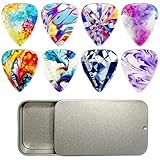 8枚セット 厚さ0.71mm ギターピック 351シェイプ ティアドロップ型 幻彩シリーズ アコースティックギター エレキギター 両用 カラフル 初心者 上級者対応