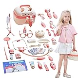 子供向けドクタープレイセット | 子供たちのリアルなごっこ遊びドクターキット | 耐熱ドクターセット 家庭 ままごと模擬医療および看護ポータブルおもちゃ箱かわいいと興味深いモデリング教育子供のおもちゃ幼稚園、かわいい男の子と女の子のプレイセット 保育園用 誕生日プレゼント用