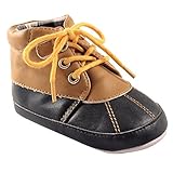 Luvable Friends Boys' Duck Boot Tan/Navy 0-6 Months M US Infant [並行輸入品]