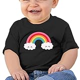 カッコいい 子供 レインボー キュート 雲 U首シャツ カジュアル Black Size 12 Months