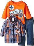 反逆Little Baby Baby Boys ' 3 Piece Monsters Truck Rally Tシャツとパンツセット カラー: ブルー