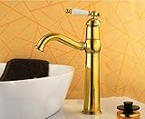 排水溝真鍮仕上げゴールドシングルレバーセラミックハンドルデッキマウント洗面所シンク蛇口ミキサータップ衛生器具シングル穴蛇口