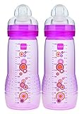 MAM Baby Bottle, Pink, 11 Ounce, 2-Count by MAM [並行輸入品]