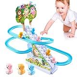 ペンギンのジェットコースター, 動物のジェットコースター、階段を登るおもちゃ、動物階段登るおもちゃ子供の知育玩具電動組み立てトラックスライドスライド付き, 動物の遊び心のあるジェットコースタープレイセット、クリスマス誕生日ギフト、ペンギンスライドプレイセット