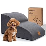 KYAKO 犬 階段 犬 ステップ 高さ30CM ペット 階段 犬 スロープ ドッグステップ ペット スロープ ペット用階段 犬 段差 ケガ防止 滑り止め付き カバー取り外し可能 35D高密度 ハンドル付 小型犬 シニア犬 子犬適用 (GRAY, 2段UP)
