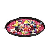 KINDOYOポータブルチャイルド玩具オーガナイザー収納袋マットボックスラグカーペットベビープレイマットアウトドアクリーンアップドローストリングバッグ（100cm）ローズレッド