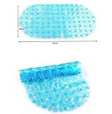 Non Slipデラックスバス/シャワーマット、PVC、ペブル効果アンチスリップノンスリップバスマット抗菌浴槽マットPebbles浴槽マット、耐スリップシャワーマット、洗濯機可 ブルー