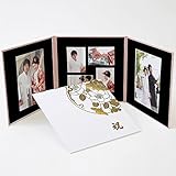 写真台紙　3面　6切２枚+Ｌ判４枚　雅（みやび）柄　白　ロゴ「祝」ゴールド箔 中枠黒色　六切り 三面 アルバム　七五三　婚礼 結婚 成人式 ベビー ウエディング フォトアルバム　クラウンハート
