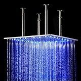 カスケーダ20インチLuxury Large Square LED雨バスルームShowerheads Brushedステンレススチール
