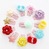 【爱莉セレクトショップ】ヘアクリップ ベビー ヘアピン かわいい ヘアアクセサリー キッズ 15点セット 編み花 ヘアピン こども ベビー かみかざり 髪飾り 髪留め 出産祝い ギフト 王冠 お宮参り