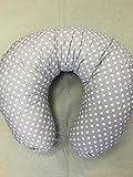 Soft Nursing Pregnancy Pillow/Cushion/Wedge - GREY WITH WHITE SPOT - WITH QUILTED COVER & EXTRA PADD