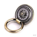 10pcs Cabinet Door Drawer Wardrobe Pull Ring Handle Knob Dia 35mm Antique Bronze [並行輸入品]