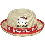 2016年 夏物 HELLO KITTY ハローキティ ペーパーハット 麦わら帽子 レッド◇50cm