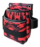 迷彩柄ツールホルダー 2段腰袋 レッド PW-90