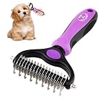 Dematting Comb Tool for Dogs Cats Pet Grooming Undercoat Rake with Dual Side - Gently Removes Underc