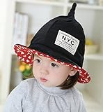 LOTUS LIFE かわいすぎる とんがり 帽子 キッズ こども コットン 男の子 女の子 両用 50cm NYC (ブラック)