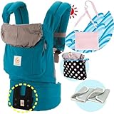 エルゴベビー抱っこ紐（ベルト付）/出産祝サマーセット （ティール）【正規品2年間保証-SG認定付】よだれパッド＋収納ポーチ＋ひんやりクールパット付