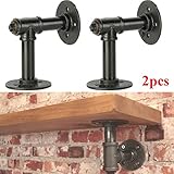 jetevenパックの2 13 x 16 cm Heavy Duty工業鉄パイプシェルフブラケット壁マウントシェルフホルダー、フィットの深シェルフ8 " to 10 "