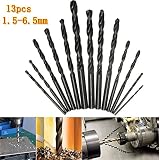 Sndy 13pcs 1.5-6.5 mm HSS ツイストドリルビットストレートシャンク高速鋼ツイストドリルビットセット