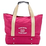 ビッグトートバッグ レディース メンズ マザーズバッグ 旅行 キャンパス 大容量 軽量 ファスナー付き(ローズ)