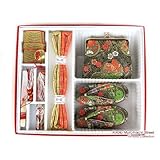 七五三 3歳女の子金襴の草履バッグ・箱セコセット「黒地、花蝶」IHS902