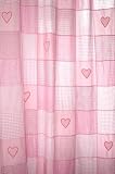 Taftan Patch Checks Curtain 145 x 280cm with Loops (Pink Hearts) by Taftan