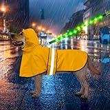 Weesiber 犬 レインコート ペットレインコート カッパ 100%の防水生地 夜間反射 帽子付 梅雨対策 防雪 防風 通気 軽量 調節可能な 着脱簡単 散歩用 小型犬 中型犬 大型犬 犬用雨具 (イエロー, L)